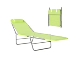 Tumbona de jardín con reposacabezas para camping, capacidad de 120 kg, color verde.