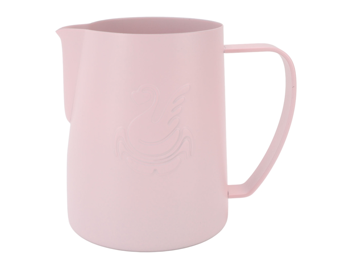 Jarra para espumar leche de 600 ml en acero inoxidable 304, color rosa, para café y capuchino