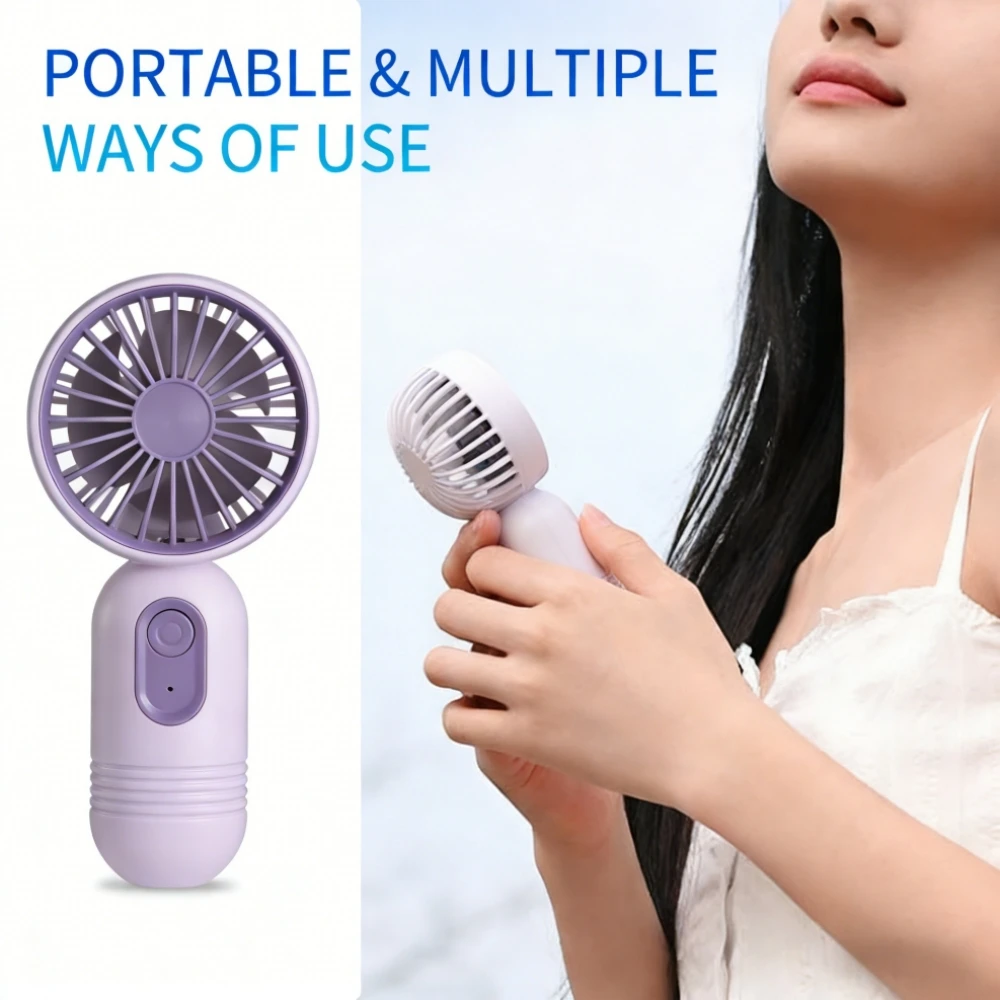 Ventilador Portátil De Mano Recargable Por Usb De 3 Velocidades (morado)