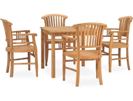 Conjunto 5 de comedor de jardín VIDAXL madera maciza de teca