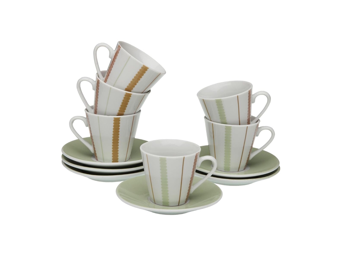 Juego de tazas y platillos Versa Flint de 6 piezas (porcelana multicolor)