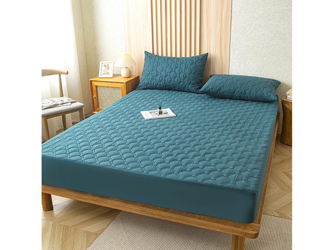 Protector De Colchón Impermeable Czhhmart (sábana Bajera Ajustable) 200 Cm X 220 Cm (con Dos Fundas De Almohada) Verde Oscuro