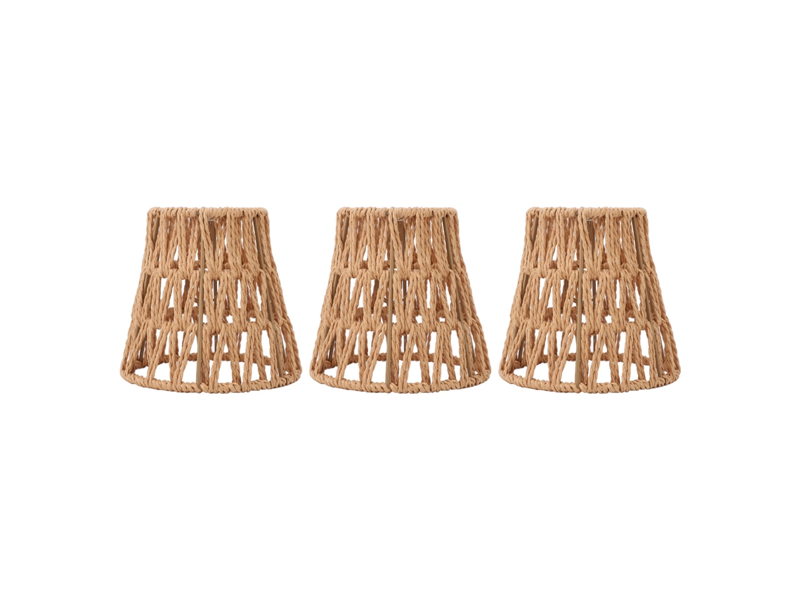 2026-3pcs Abat-jour De Rattan Faux Style Bohémien Tressé En Papier Clip-on E14 Pour Lampes De Table Et Plancher Décoratives
