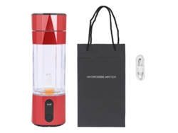 Botella de agua hidrogenada roja de 208 ml, recargable y práctica para viajes y ejercicio, luz dorada.