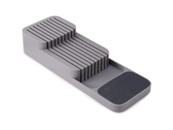 Soporte para cuchillos de cajón, almacenamiento de cuchillos de cocina, plástico gris, 39,5 x 14 x 7,4 cm