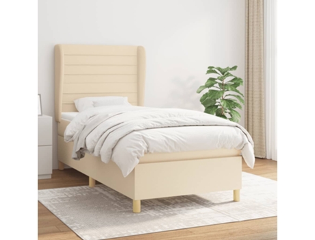 vidaXL Cama con somier y colchón 90x190 cm tela color crema