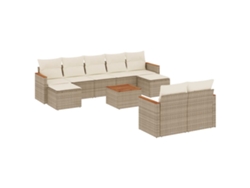 Maison Exclusive - Juego De Sofás Jardín Con Cojines Beige 10 Pzas Ratán Sintético