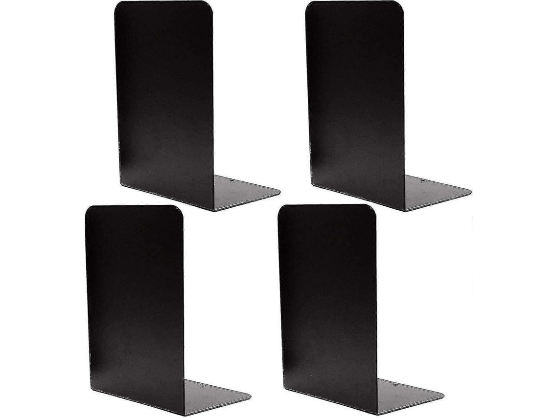 Rebe-4 Piezas Apoyabibliotecas Metálicas Negras Decorativas Resistentes Con Goma Antideslizante Para Organizar Libros En Hogar Y Oficina