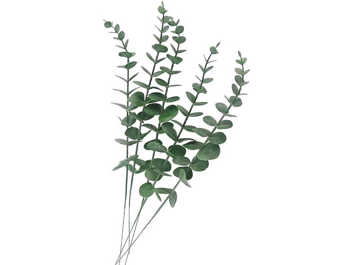 10 Tallos De Hojas Artificiales De Eucalipto Gris Verdoso Para Decoración Floral, Bodas, Oficinas Y Hogares.