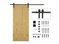 Kit de riel para puerta corredera de 2 m, metálico, capacidad de 100 kg, color negro.