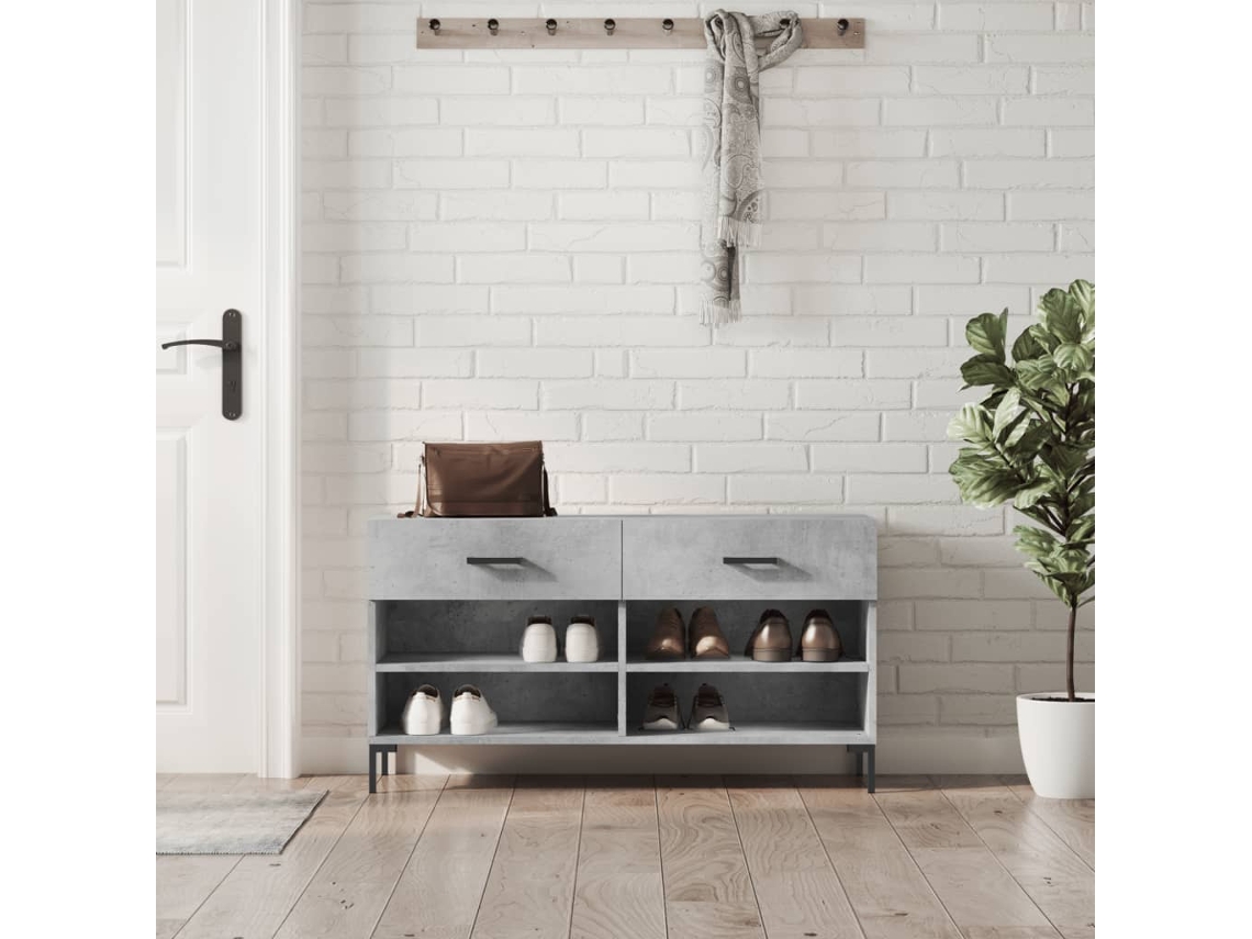 Banco Zapatero | Armario Zapatero Madera De Ingeniería Gris Hormigón 102x35x55 Cm