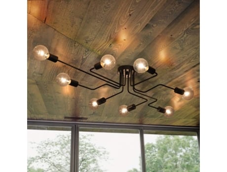 Moderne Lustres Plafonniers Noir 8 E27 pour le salon chambre restaurante café(Sin ampollas)
