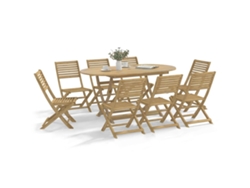 Juego de comedor de jardín de 9 piezas de madera maciza de acacia Dkd Home Decor