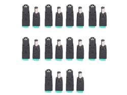 Adaptador de alimentação CC com conector de 5,5 x 2,1 mm para câmeras LED Fita CFTV (macho e fêmea).