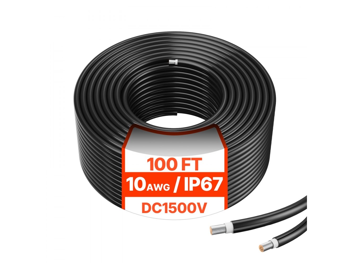 Cable de extensión solar 30,48 m 6 mm² 10 AWG XLPE IP67 con núcleo de cobre Tekmaquinas