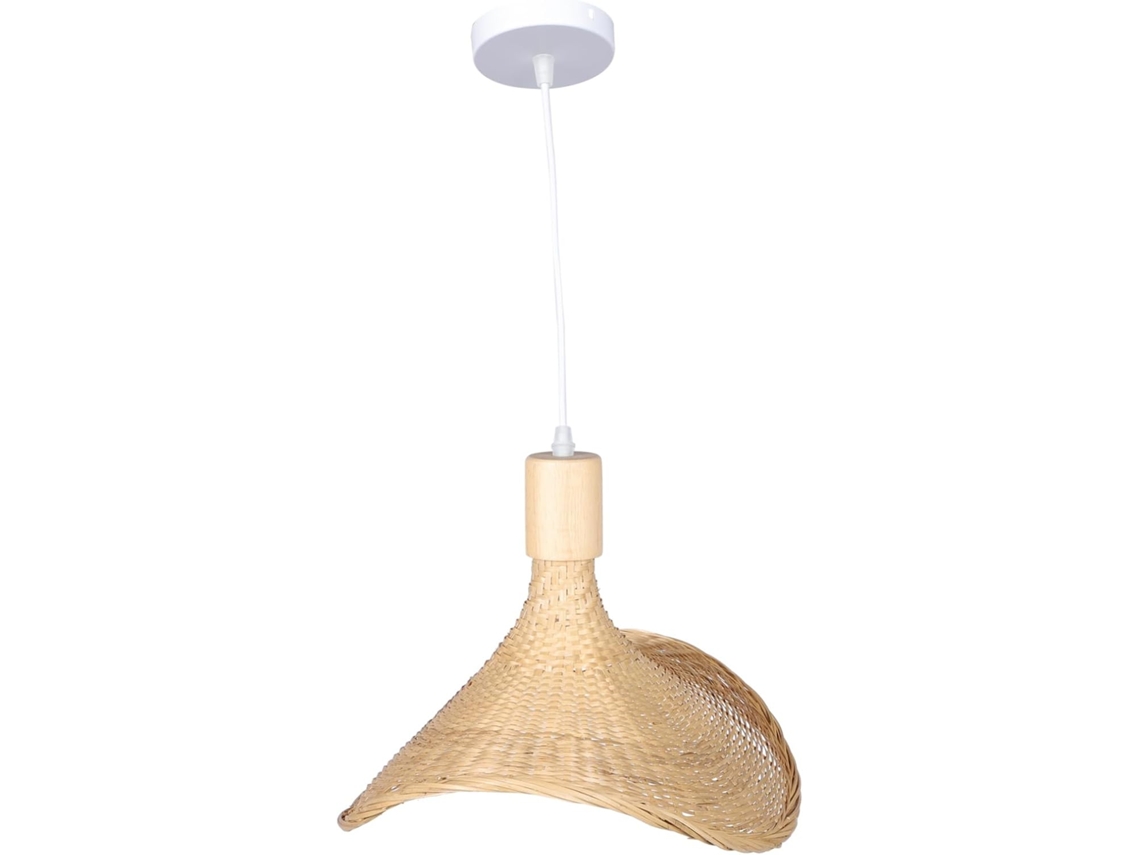 Lámpara Colgante De Bambú Tejido A Mano, Plafón Con Diseño De Sombrero De Paja Y Bombilla Integrada.