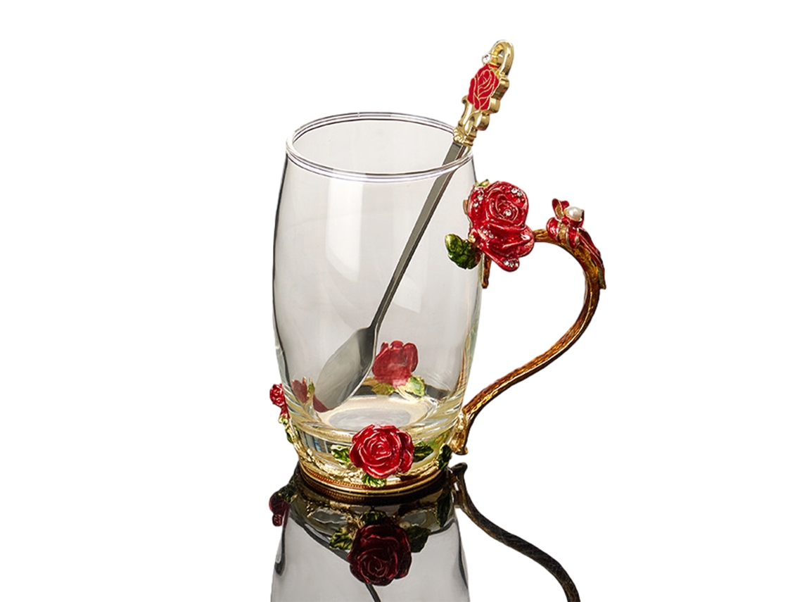Juego de taza y cuchara de té de cristal, ideal para regalar. NEVEANCE