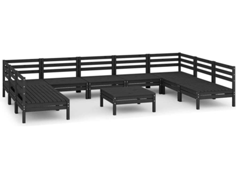 Conjunto 10 de muebles de jardín VIDAXL madera maciza de pino negro