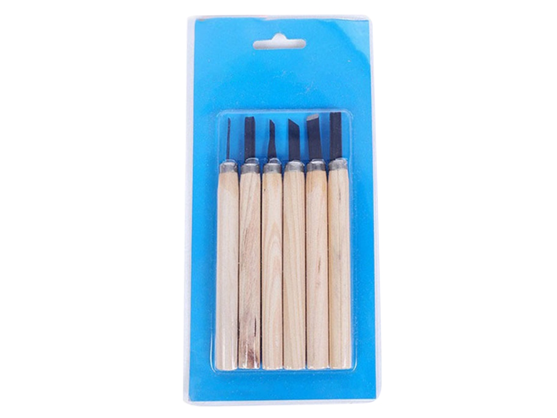 Juego de 6 herramientas para tallar madera, acero al manganeso 65