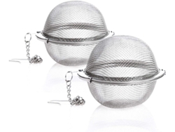 2 filtros de té de acero inoxidable 304 con malla, infusor de té redondo con cadena para taza o tetera.