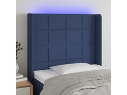 Cabecero De Cama | Panel De Cabecero Con Led De Tela Azul 83x16x118/128 Cm