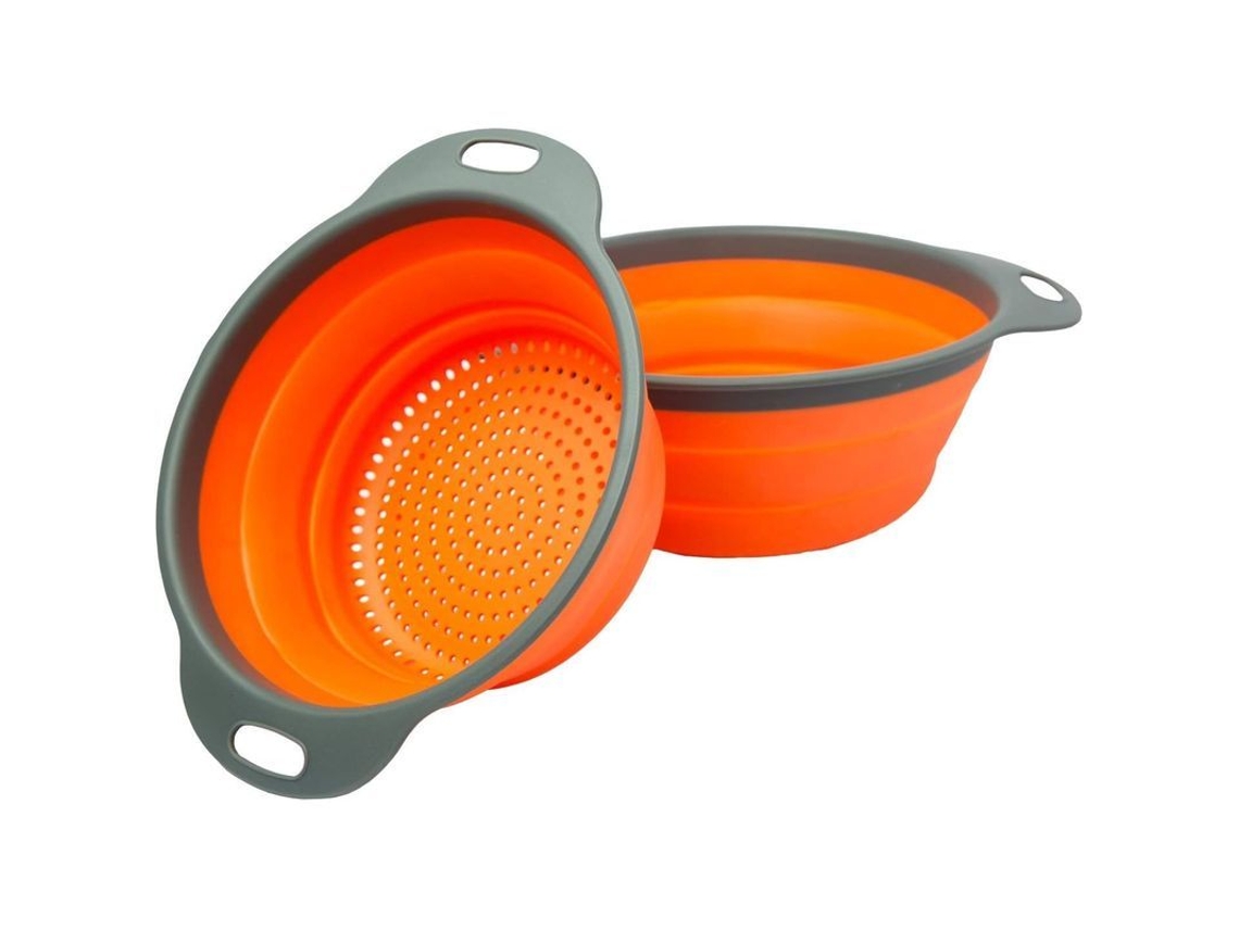Juego De Cucharas De Cocina: 2 Cucharas Plegables (8" Y 9,5") Para Escurrir Alimentos.