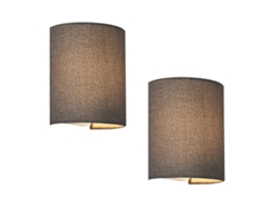 Set de 2 lámparas de pared Brüssel modernas 1x E27 60 W textil de lino 20 x 18 x 13 cm - Gris LUX.PRO