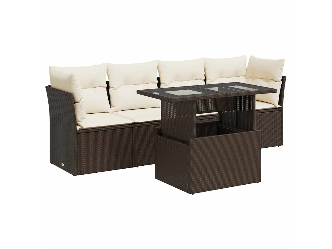 Maison Exclusive - Set Comedor De Jardín 5 Piezas Y Cojines Ratán Sintético Marrón