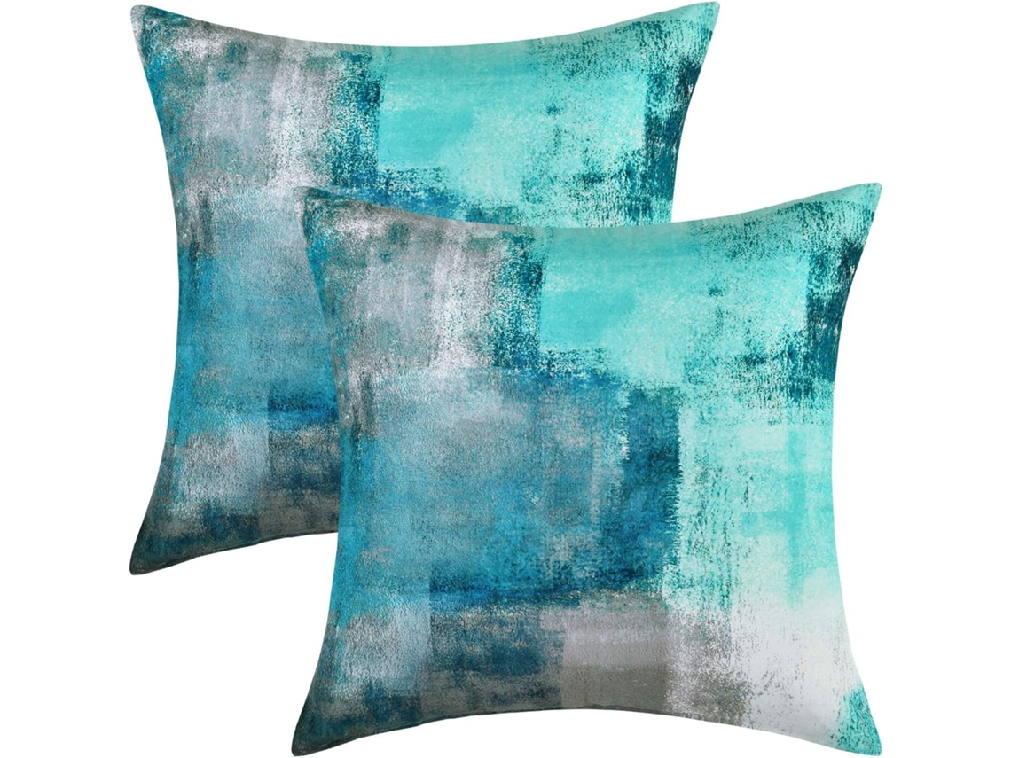 Juego De 2 Fundas De Cojín - Azul Turquesa 45x45cm
