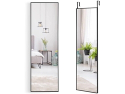 Espejo sobre Puerta de, Espejo con Marco de Aleación de Aluminio y Cristal Irrompible, Espejo Colgante o de Pared con Ganchos para Armario COSTWAY