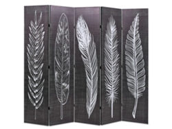 Biombo Divisor Plegable 200x170 Cm Plumas Blanco Y Negro