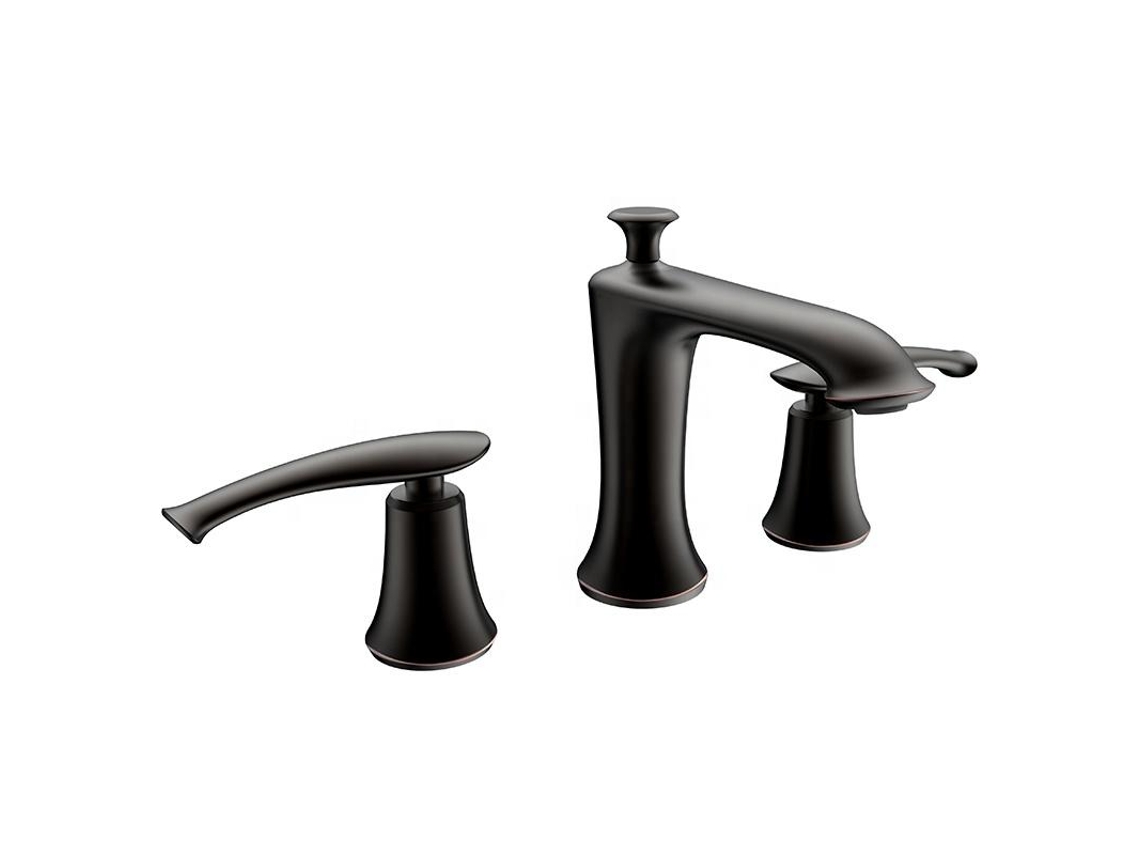 Grifo De Lavabo Con Repisa 3 Agujeros 401 Negro Colección Céphise