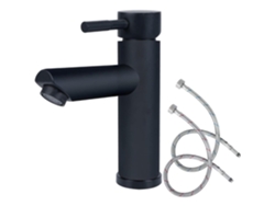 Grifo redondo de agua fría y caliente en acero inoxidable con tubo de 165 mm, arce negro mate MDUG