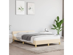 Estructura De Cama Sin Colchón Tela Crema 120x190 Cm