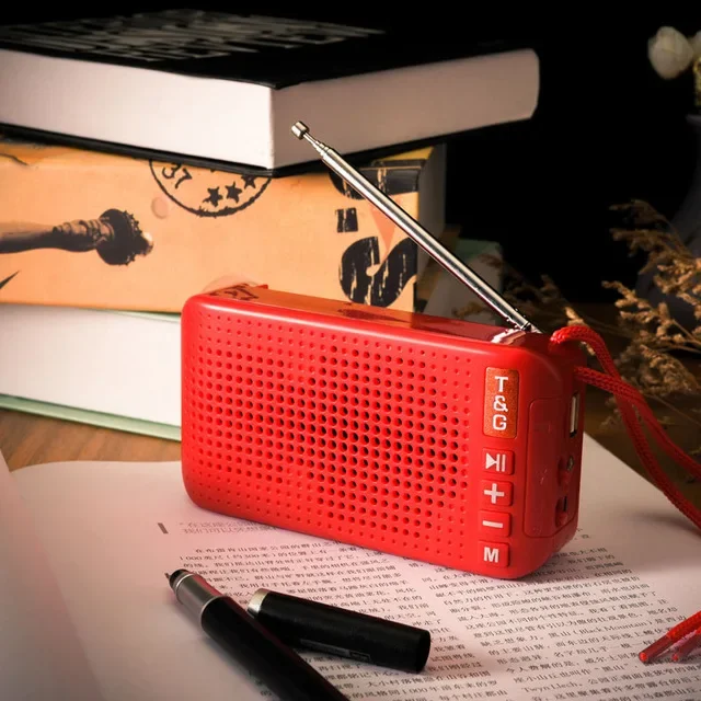 (rojo) Radio Fm Con Energía Solar Y Linterna, Altavoz Bluetooth Portátil