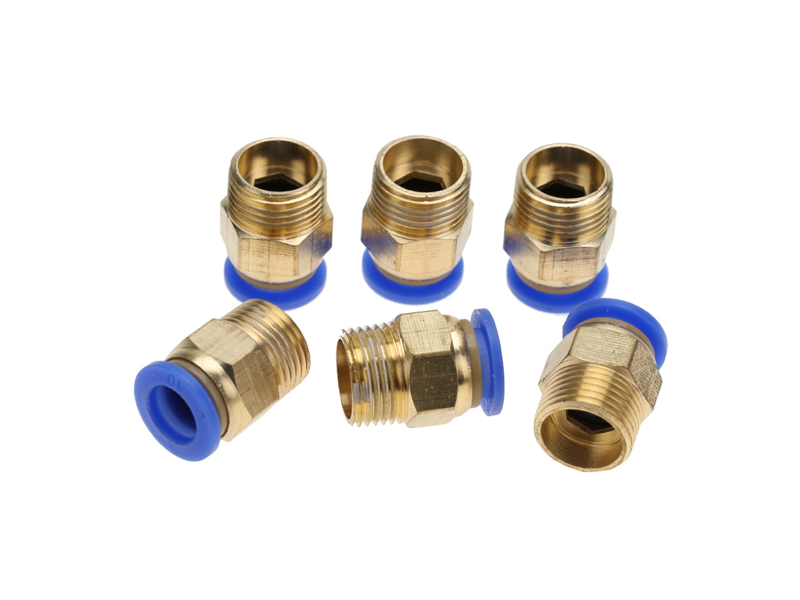 Conector Rápido Macho De Rosca Recta Para Tubo De Aire De 8 Mm, Acero Pc8-3, 6 Unidades