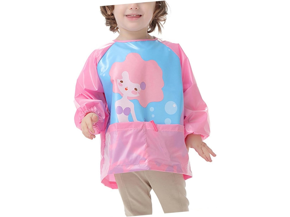 Delantal Largo Reutilizable Con Estampado De Sirena Para Pintar, Para Niños Y Niñas.