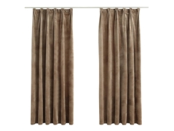 Maison Exclusive - Cortinas Opacas Con Ganchos 2 Pzas Terciopelo Beige 140x175 Cm