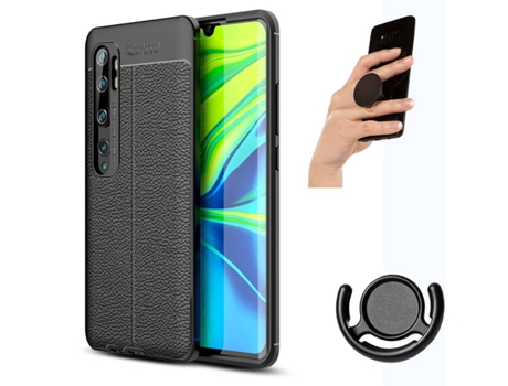 Carcasa, Popsocket y Soporte Xiaomi Mi Note 10 Pro Rugged Leather Negro