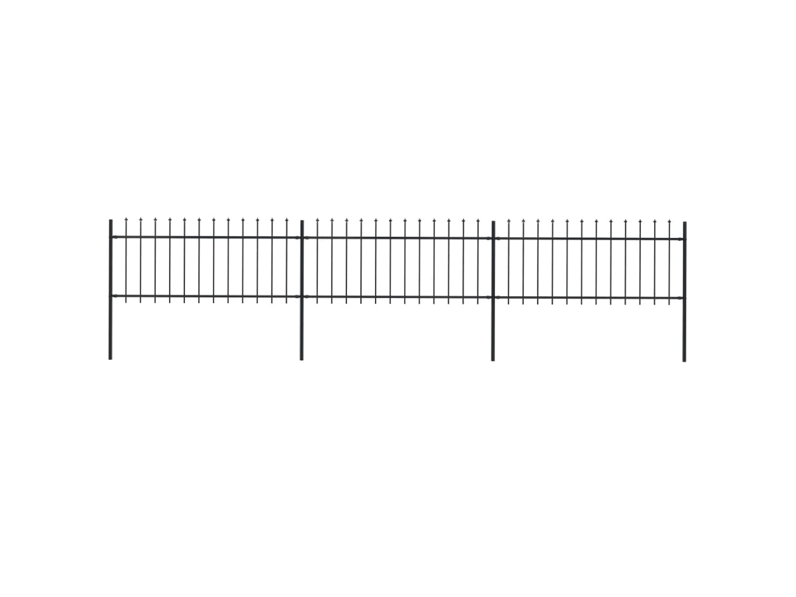Valla de jardín con punta de lanza, 5,1 x 0,8 m, acero negro, DKD HOME DECOR