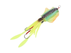 Señuelo Blando Luminoso Uv Con Forma De Calamar Y Ojos 3d, Simulación De Calamar Para Pesca, Color Amarillo Verdoso, 86 G