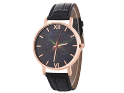 Reloj De Pulsera De Aleación Con Dial Redondo Analógico De Cuarzo Para Mujer Y Hombre Negro