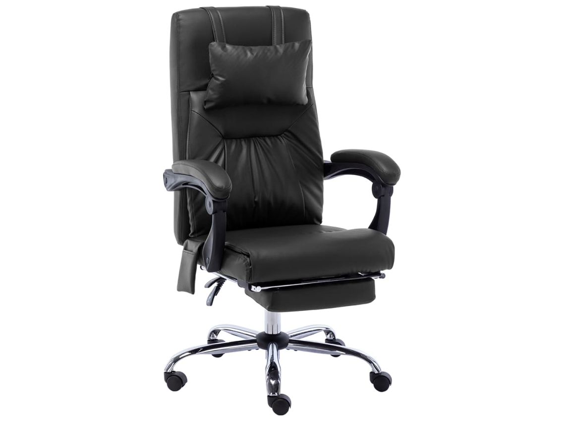 Sillón de Oficina con Función de Masaje Altura Ajustable Piel Artificial Negro M41306