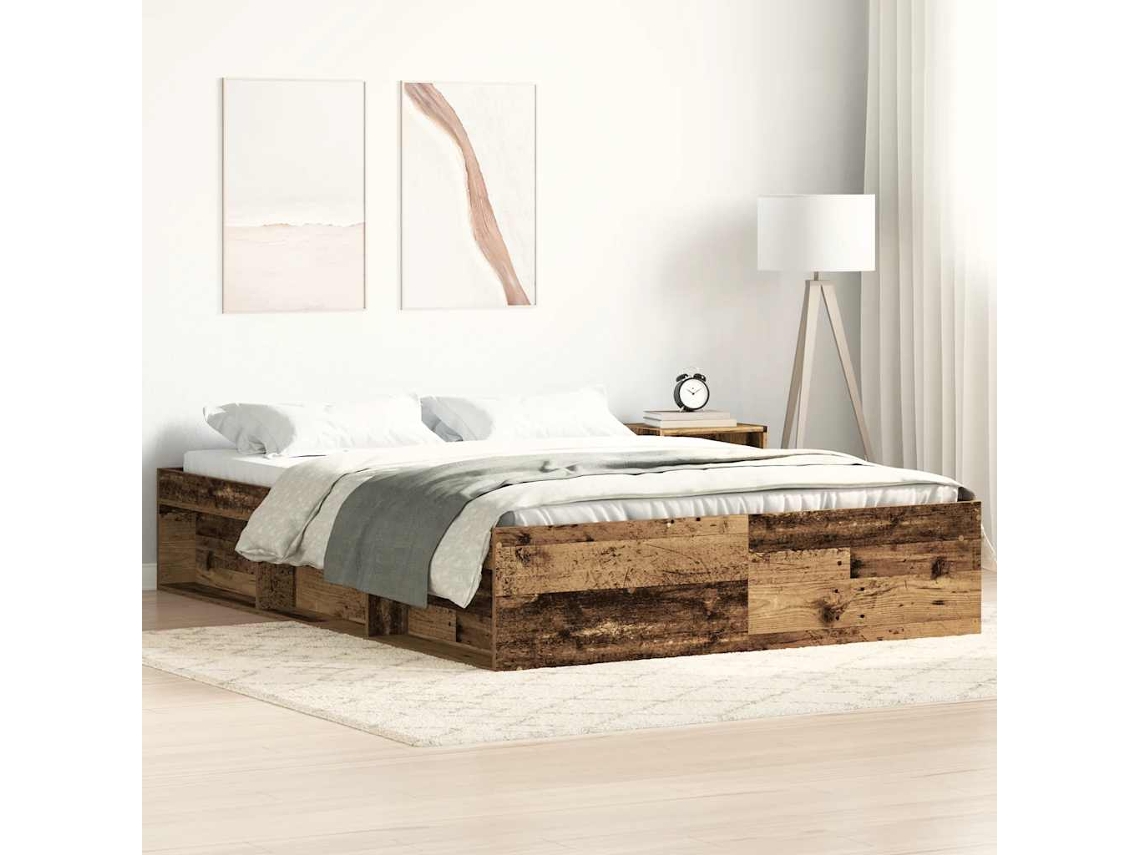 Estructura De Cama Sin Colchón Madera Antigua 120x190 Cm