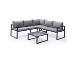 Conjunto de jardín ajustable IBIZA tela color gris 4 plazas - aluminio antracita HAPPY GARDEN