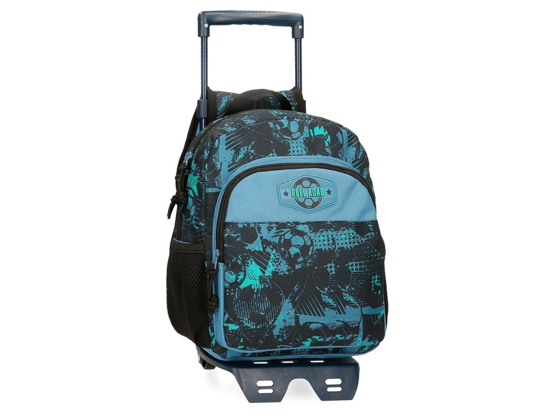 Roll Road Mochila Escolar Con Carro Soccer Poliéster Azul