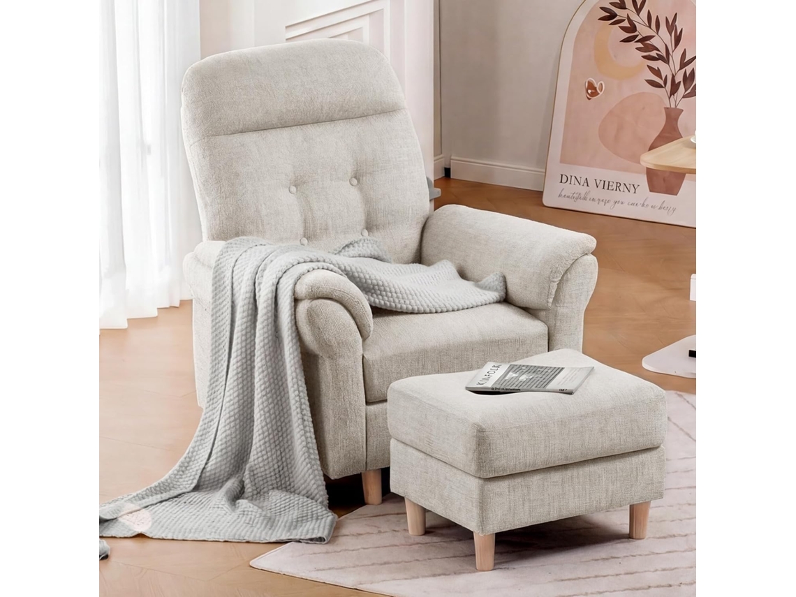 Sillón relax con reposapiés y respaldo de 4 posiciones, tapizado en chenilla | COMHOMA
