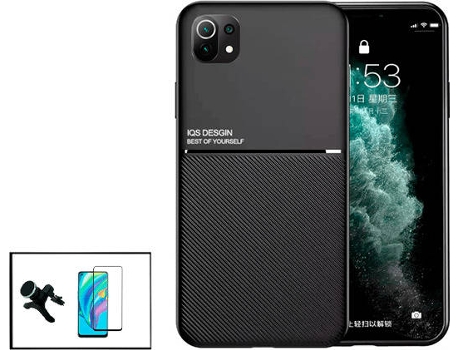 Kit Funda Magnetic Lux, Protector Cristal Templado 5D Full Cover Curved y Soporte Magnético de Coche Reforzado Xiaomi Mi 11 Lite PHONECARE Negro