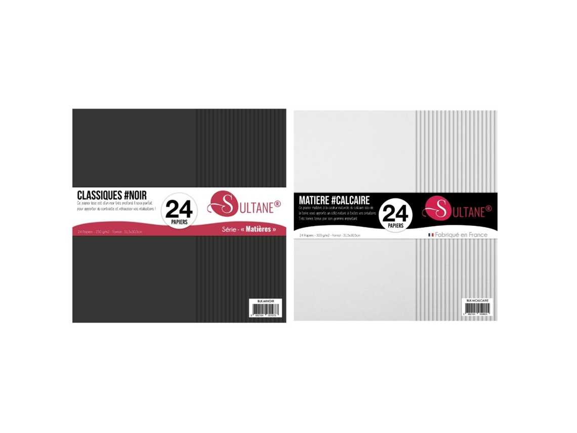 48 papeles de scrapbooking Negro + Blanco - 300g/m2, A: 30,5 cm