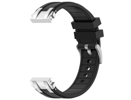 Correa de reloj de silicona premium de 22 mm para Garmin, Samsung, Huawei (hebilla plateada) Negro